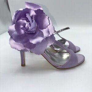 Lulu Townsend Womens Purple‎ Flower Heels Size 6M Elegant Evening Party Shoes